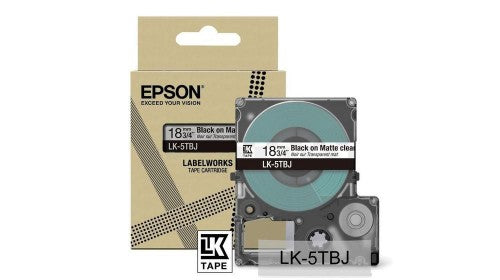 Epson C53S672066/LK-5TBJ DirectLabel-etikettes black on Transparent 18mm x 8m for Epson LabelWorks LW-C 410/610