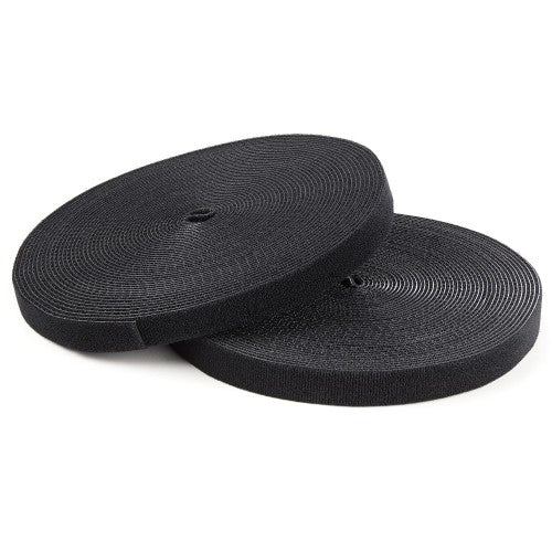 StarTech.com 100ft (30.5m) Hook and Loop Roll, Black, Cut-to-Size Reusable Cable Ties, Bulk Industrial Wire Fastener Tape, Adjustable Fabric Wraps, Reusable Self Gripping Cable Management Straps