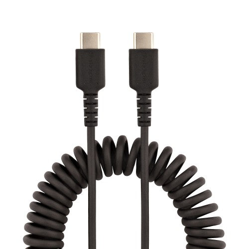 StarTech.com 3ft (1m) USB-C Fast Charging Cable, Rugged, Coiled, Charge & Sync, 3A, USB 2.0, TPE Jacket and Aramid Fiber - USB C Charging Cord