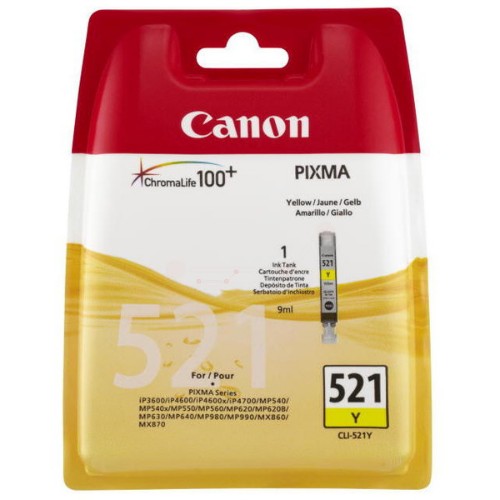 Canon 2936B008/CLI-521Y Ink cartridge yellow Blister Acustic Magnetic, 477 pages 9ml for Canon Pixma IP 3600/MP 980