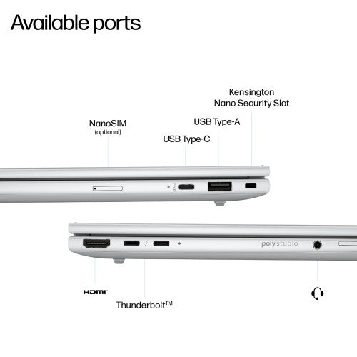 HP EliteBook 8 G1i Next Gen AI Wolf Pro Security Edition Copilot+ PC Intel Core Ultra 7 256V Laptop 35.6 cm (14") Touchscreen WUXGA 16 GB LPDDR5x-SDRAM Wi-Fi 7 (802.11be) Windows 11 Pro Silver