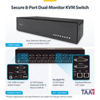 StarTech.com Secure 8-Port Dual-Monitor KVM Switch, DVI, NIAP 4.0 Desktop KVM, Metal Housing, CAC Port, Made in the USA