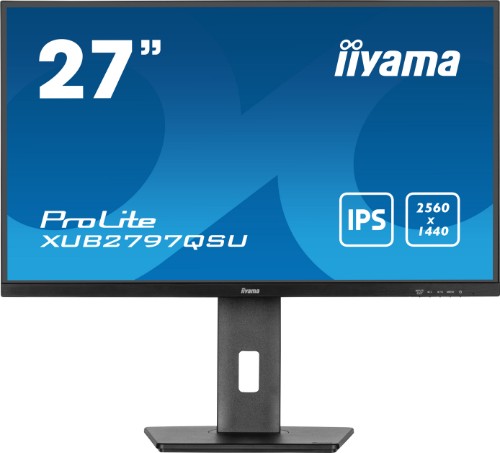 iiyama ProLite 27” QHD IPS technology panel with USB hub and 100Hz refresh rate and 150mm height adjustable stand