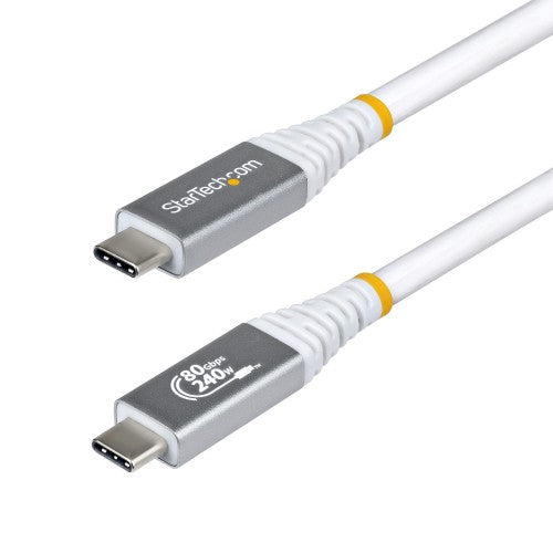 StarTech.com 1.5m (5ft) USB4 Cable, 80Gbps, USB-IF Certified USB-C Cable, 240W PD, 8K 120Hz/4K 240Hz DP2.1 DP80, TPE Jacket, Thunderbolt 4 Compatible - White USB-C Cord