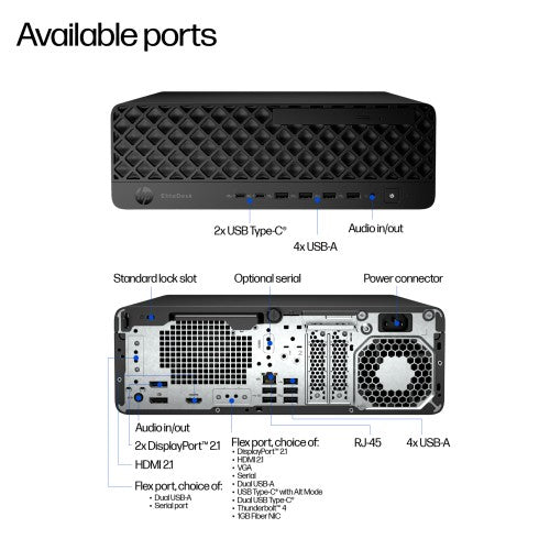 HP EliteDesk 8 G1i AI Intel Core Ultra 7 265 16 GB DDR5-SDRAM 1 TB SSD NVIDIA RTX A400 Windows 11 Pro SFF PC AI PC Black
