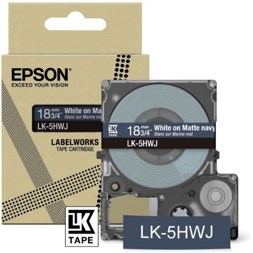 Epson C53S672085/LK-5HWJ DirectLabel-etikettes white on blue Navy matt 18mm x 8m for Epson LabelWorks LW-C 410/610