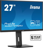 iiyama ProLite 27” QHD IPS technology panel with USB hub and 100Hz refresh rate and 150mm height adjustable stand