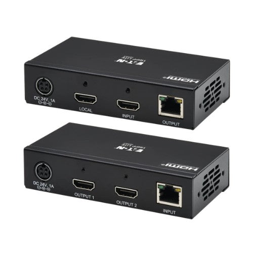 Tripp Lite B127A-2A1-BHBH 2-Port HDMI over Cat6 Extender Kit, Transmitter/Receiver - 4K 60 Hz, HDR, 4:4:4, PoC, 230 ft. (70.1 m), TAA