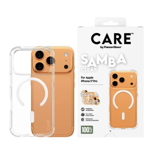 PanzerGlass CARE by ® Fashionable Case Samba Transparent w. White MagSafe iPhone 17 Pro