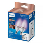 Philips Smart LED RGB C37 Bulb, E14 Base, 470 lm, 2-Pack