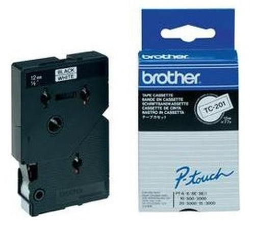 Brother TC-201A DirectLabel black on white 12mm x 7,7m Pack=10 for Brother P-Touch TC 9-12mm