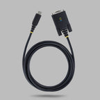 StarTech.com 6.6ft (2m) USB-C to Serial Adapter Cable, COM Retention, FTDI Chipset, Type-C to Male DB9 RS232, Status LEDs, Interchangeable DB9 Screws and Nuts