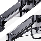 StarTech.com Desk Mount Triple Monitor Arm with Crossbar For Up To Three 27in Screens, VESA 75x75/100x100, Tool-Less Arm Adjustments, C-Clamp/Grommet, Spring-Assisted Arm