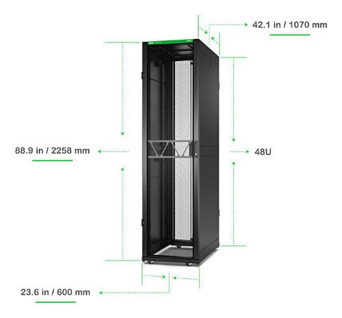 APC NetShelter SX Server Rack Gen 2, 48U, 2258H x 600W x 1070D mm, with Sides, Black