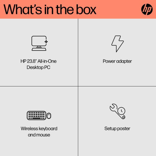 HP 24-cr0040na AMD Ryzen™ 5 7520U 60.5 cm (23.8") 1920 x 1080 pixels All-in-One PC 8 GB LPDDR5-SDRAM 512 GB SSD Windows 11 Home Wi-Fi 6 (802.11ax) Black