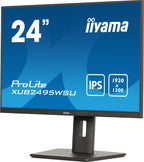 iiyama ProLite 24” 3-side borderless monitor featuring IPS (In-Plane-Switching) panel with a 16:10 aspect ratio and height-adjustable stand