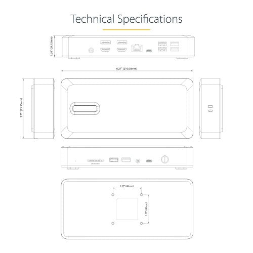 StarTech.com Universal USB4 & Thunderbolt 4 Docking Station, Quad Display on Windows, Dual Display on MacBook, HDMI DP Dock with 100W Laptop Charging