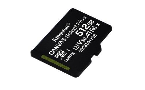 Kingston Technology Canvas Select 512GB micSDXC Plus 100R A1 C10 Card + ADP