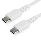 StarTech.com 3ft (1m) USB-C Fast Charging Cable, Rugged, Charge & Sync, 60W (3A) PD, USB 2.0, White TPE Jacket and Aramid Fiber - USB C Charging Cord