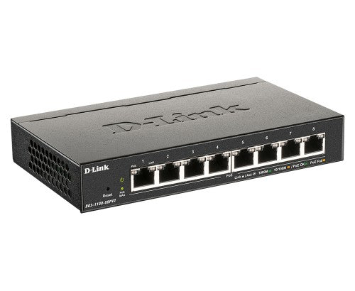 D-Link DGS-1100-08PV2/B network switch Managed L2/L3 Gigabit Ethernet (10/100/1000) Power over Ethernet (PoE) Black