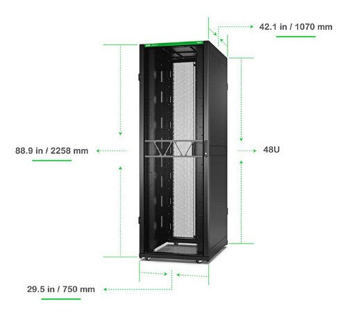 APC NetShelter SX Server Rack Gen 2, 48U, 2258H x 750W x 1070D mm, with Sides, Black