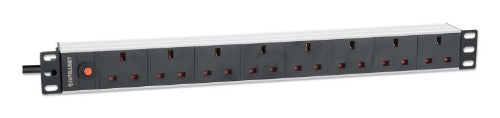 Intellinet 19" 1U PDU 7-way UK, Overload Protection, Rackmount, Power Distribution Unit, UK 3-pin outlets, 3m power cord, output