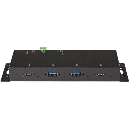 StarTech.com 4 Port USB C Hub 10Gbps - Metal Industrial USB-C Hub - 2x USB-C & 2x USB-A - ESD Surge Protection - USB-C or USB-A Host - Self-Powered Mountable USB 3.2 Gen 2 Type-C Hub - TAA