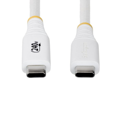 StarTech.com 1m (3ft) USB-C Charging Cable, Durable and Ultra-Flexible, 240W (5A) PD EPR, USB 2.0 Laptop Charger Cable, USB-IF Certified, Rugged USB-C Charging Cord - White