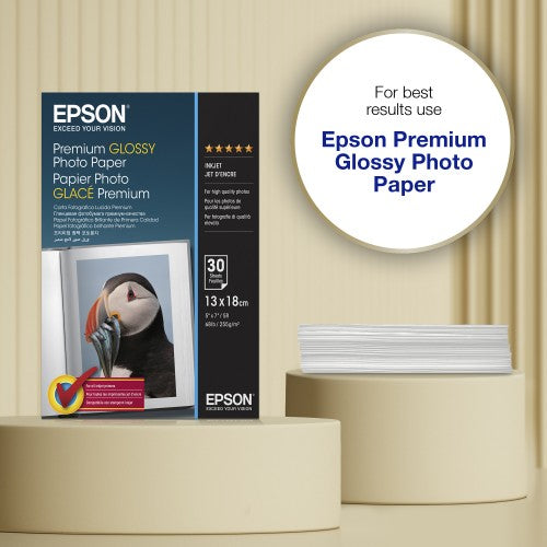 Epson Premium Glossy Photo Paper (130 x 180mm), 255gsm, 30 sheets