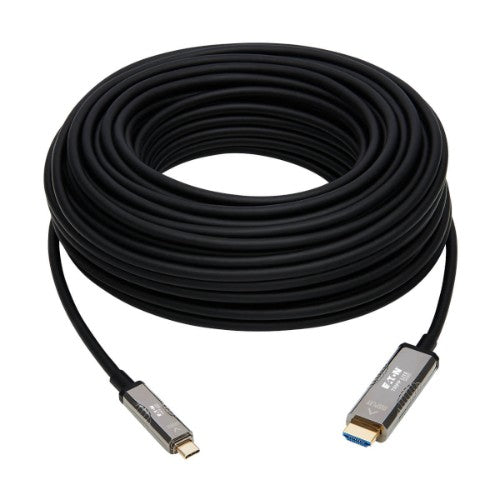 Tripp Lite U444F3-50M-H4K6 High-Speed USB-C to HDMI Fiber Active Optical Cable (AOC) - UHD 4K 60 Hz, HDR, CL3 Rated, Black, 50 m (164 ft.)