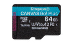 Kingston Technology 64GB microSDXC Canvas Go Plus Gen4 200MB/s A2 U3 V30 Card + Adapter