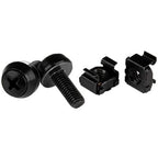 StarTech.com 50-Pack M6 12mm Screws, Square Hole Cage Nuts and Installation Tool, Hardware Mounting Kit for 19" or 10" Server Racks, Cabinets and Enclosures, Black - TAA