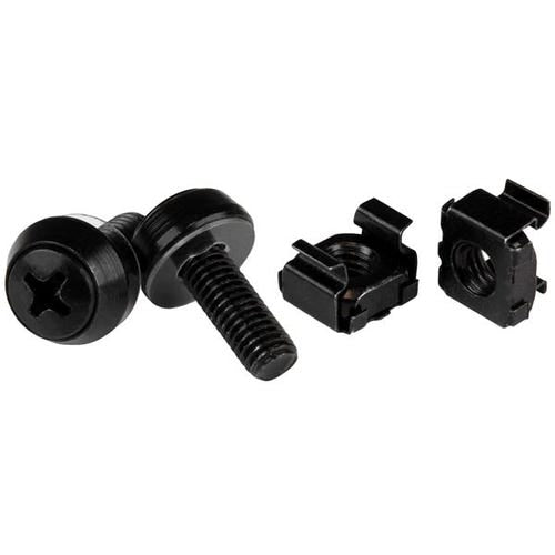 StarTech.com 50-Pack M6 12mm Screws, Square Hole Cage Nuts and Installation Tool, Hardware Mounting Kit for 19" or 10" Server Racks, Cabinets and Enclosures, Black - TAA