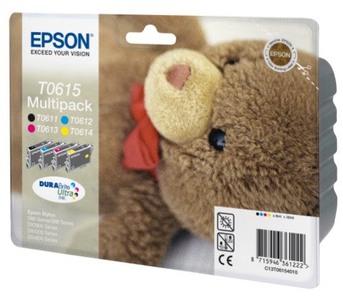 Epson C13T06154010/T0615 Ink cartridge multi pack Bk,C,M,Y, 4x250 pages ISO/IEC 24711 4x8ml Pack=4 for Epson Stylus D 68
