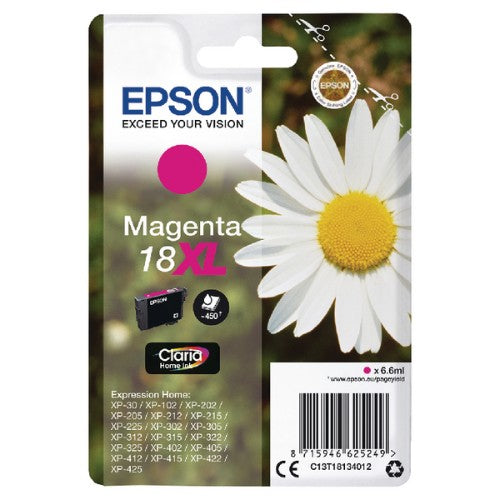 Epson C13T18134012/18XL Ink cartridge magenta high-capacity, 450 pages 6,6ml for Epson XP 30