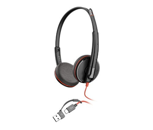 HP Poly Blackwire 3225 Stereo USB-C Headset +3.5mm Plug +USB-C/A Adapter (Bulk)