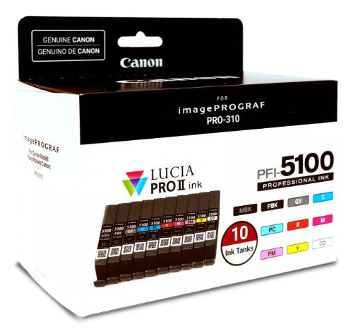 Canon 6951C009/PFI-5100 Ink cartridge multi pack MBK,PBK,C,M,Y,PC,PM,R,GY,CO Pack=10 for Canon IPF PRO-310
