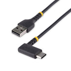 StarTech.com 6.6ft (2m) USB-A to USB-C Fast Charging Cable, Rugged, Right-Angled, Charge & Sync, 3A, USB 2.0, TPE Jacket and Aramid Fiber - USB Charging Cord