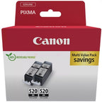 Canon 2932B019/PGI-520PGBK Ink cartridge black pigmented twin pack Cardboard, 2x160 pages ISO/IEC 24711 19ml Pack=2 for Canon Pixma IP 3600/MP 980