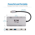 Tripp Lite U442-DOCK5-GY USB-C Dock - 4K HDMI, USB 3.x (5Gbps), USB-A/C Hub Ports, GbE, Memory Card, 100W PD Charging