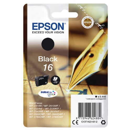 Epson C13T16214012/16 Ink cartridge black, 175 pages 5,4ml for Epson WF 2010/2660/2750