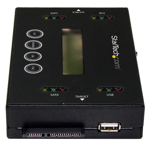 StarTech.com 1:1 Standalone Hard Drive and USB Flash Disk Duplicator and Eraser, USB Thumb Drive and SATA HDD/SSD Disk Cloner and Eraser, Hardrive Copier/Sanitizer/Wiper, LCD display, TAA