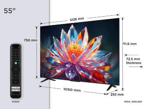 TCL T6C -UK 55 inch QLED 4K HDR 10+ Dolby Vision & Atmos Smart Fire TV