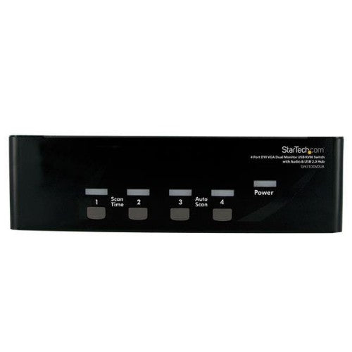 StarTech.com 4 Port DVI VGA Dual Monitor KVM Switch USB with Audio & USB 2.0 Hub - TAA