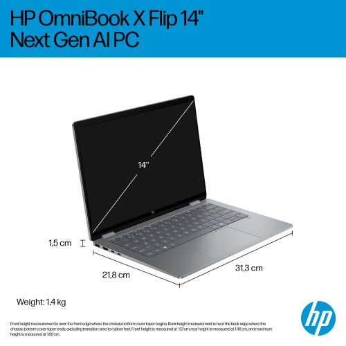 HP OmniBook X FlipNGAI 14-fm0001na Copilot+ PC Intel Core Ultra 7 256V Hybrid (2-in-1) 35.6 cm (14") Touchscreen 3K 16 GB LPDDR5x-SDRAM 1 TB SSD Wi-Fi 7 (802.11be) Windows 11 Home Silver