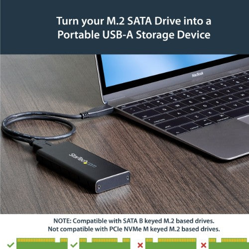 StarTech.com M.2 SSD Enclosure for M.2 SATA SSDs - USB 3.1 (10Gbps) with USB-C Cable - TAA