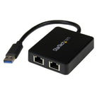 StarTech.com USB 3.0 to Dual Port Gigabit Ethernet Adapter w/ USB Port, 10/100/1000 Mbps, USB Gigabit LAN Network NIC Adapter