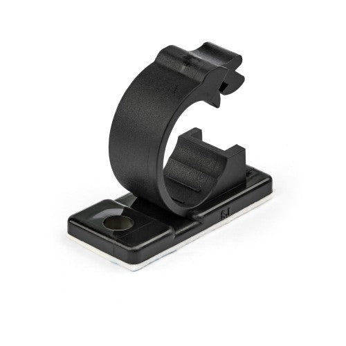 StarTech.com 100 Adhesive Cable Management Clips Black - Network/Ethernet/Office Desk/Computer Cord Organizer - Sticky Cable/Wire Holders - Nylon Self Adhesive Clamp UL/94V-2 Fire Rated - TAA
