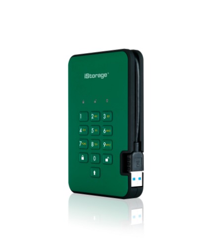 iStorage diskAshur² HDD 1TB Green | Secure Portable Hard Drive |AES-XTS 256-bit Hardware Encryption | PIN protected | OS & Platform Independent | TAA Compliant |Brute force hack defence | Dust/Water Resistant