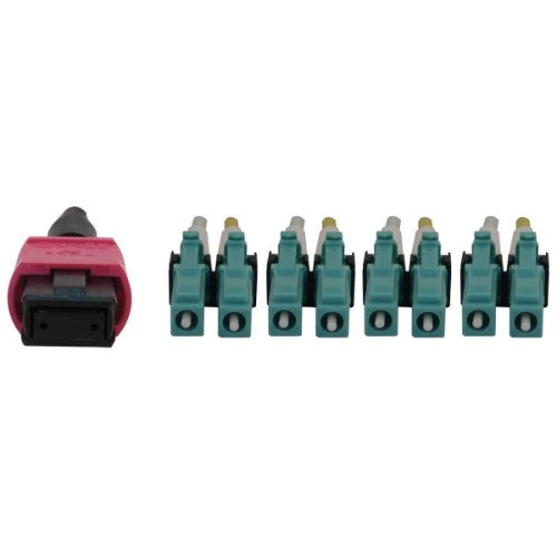 Tripp Lite N845X-05M-8L-MG 40/100G Multimode 50/125 OM4 Fiber Optic Cable (12F MTP/MPO-PC to 4x Duplex LC/PC F/M), LSZH, Magenta, 5 m (16.4 ft.)